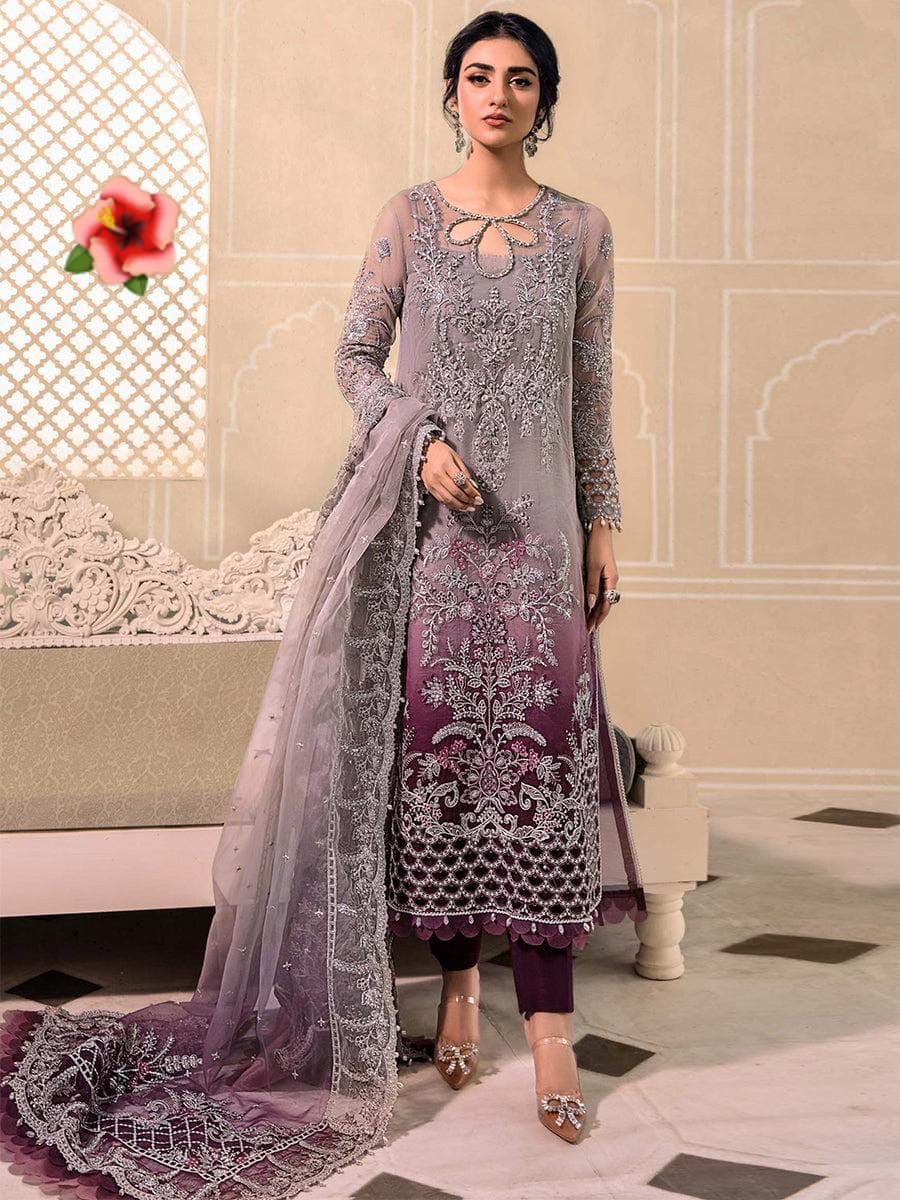Maria B Organza 3pc Suit with malai crap Trouser
