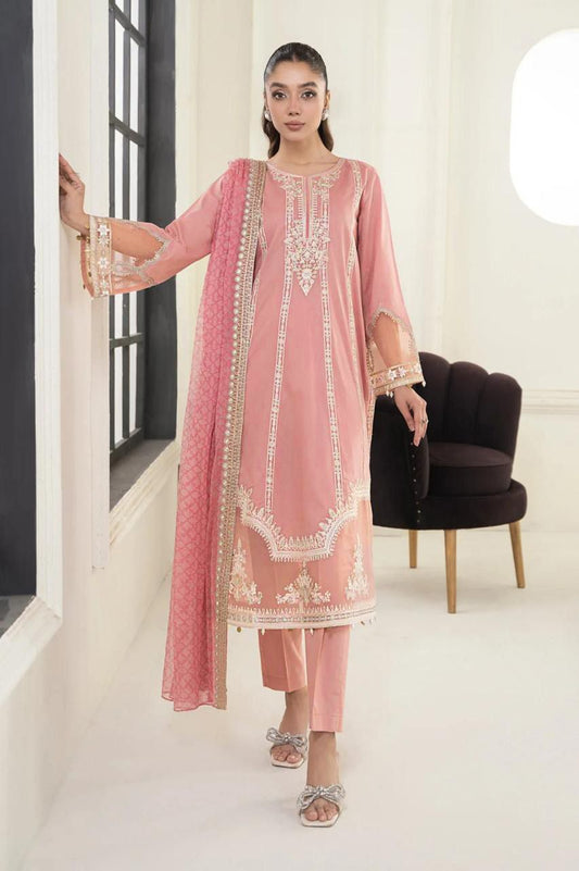 Full embroidered 3pc dhanak stuff suit